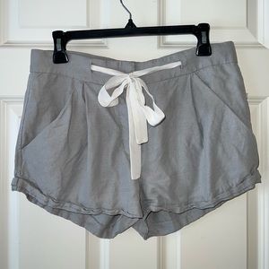 Aritzia Wilfred Free tie front grey linen shorts